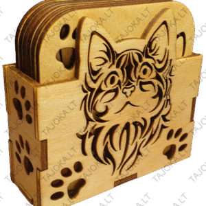 Mediniai padėkliukai puodeliui "Katinas"