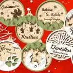 vardiniai eglutės žaisliukai