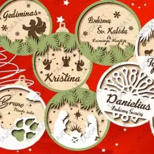 vardiniai eglutės žaisliukai