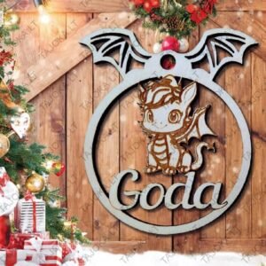 Vardinis žaisliukas eglutei drakonas 2024