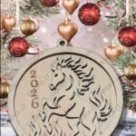 Medinis žaisliukas eglutei ugninis žirgas 2026