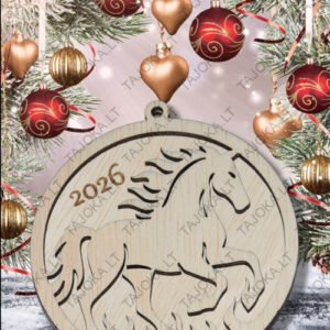 Medinis žaisliukas eglutei ugninis žirgas 2026