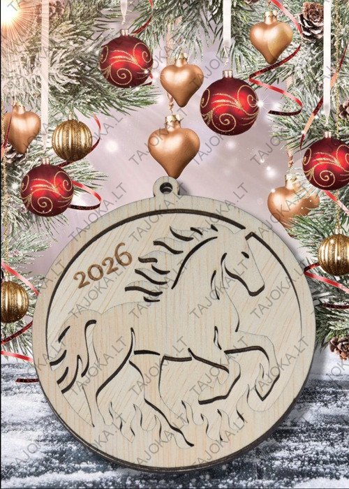 Medinis žaisliukas eglutei ugninis žirgas 2026