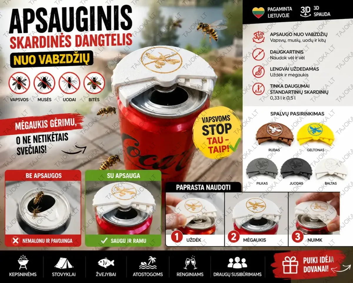 Vapsvos ant atidarytos gėrimo skardinės – pavojus vasarą geriant iš neuždengtos skardinės lauke.
